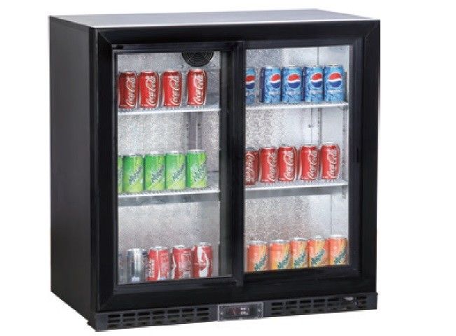 208L Commercial 2 Glass Door Undercounter Bar Refrigerator ,Back Bar Under Counter Chiller, 2 sliding door