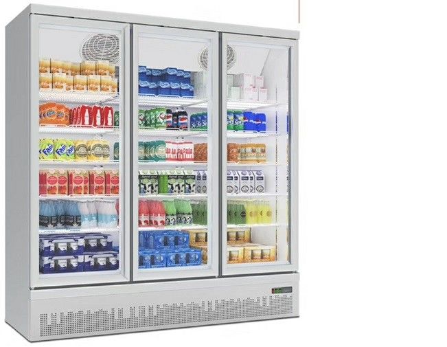 3 Door Upright Freezer Glass 1250L For Ice Cream And Frozen Food