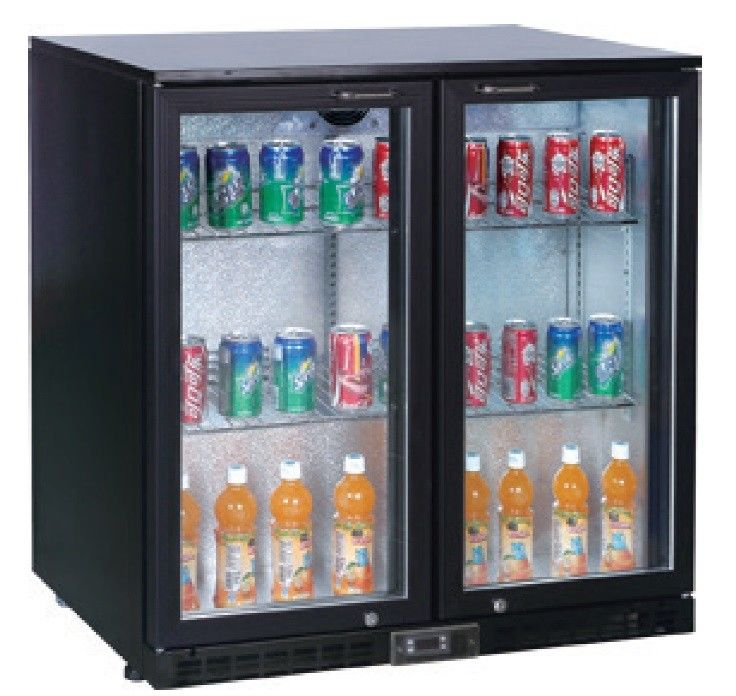 Back Bar Under Counter Cooler 2  Glass Door With lock and Swing Door 208L