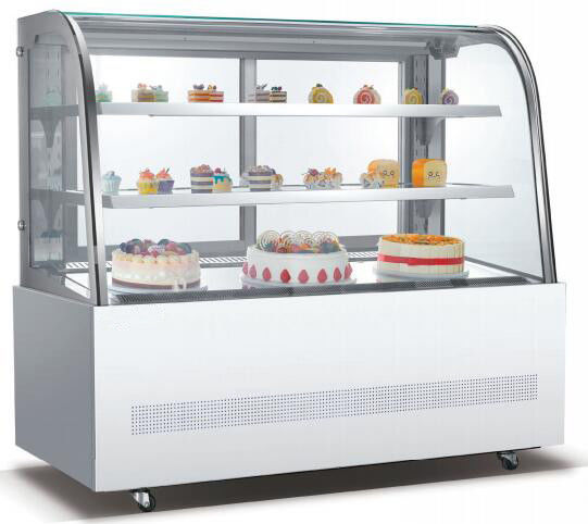 Curved Glass Cake Display Cake Display Case Ventilated Cooling Bakery Stores