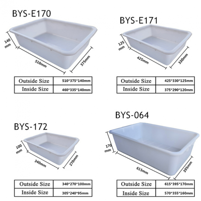 Food Grade Crate Supermarket Long Cutlery Square Tray Receiving Basin