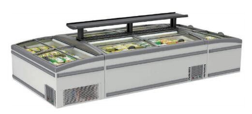 Glass Top Supermarket Island Freezer 500L-1000L Static Cooling