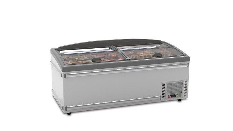 R290/R404A Supermarket Chest Freezer Sliding Glass Doors Static Cooling 600L