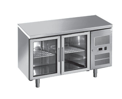 Stainless Steel back bar under counter with Glass Door 2/3/4 doors Under Counter Refrigerator 282L Ventilated Snack