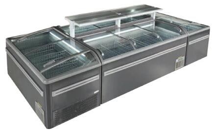 Supermarket Glass Top Sliding glass door Island Freezer R404a R290 490L 610L