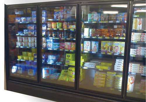 Supermarket Upright Glass Door Display Freezer Low Temperature